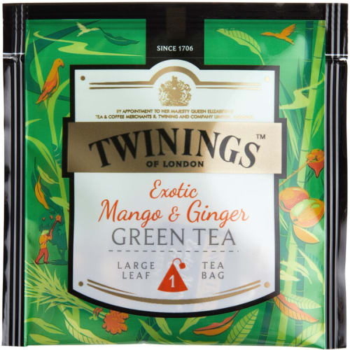 Twinings Exotic Mango & Ginger Green Tea Platinum Tea Sachets, Regular